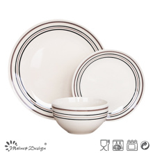 18PCS keramisches Abendessen-Set mit handgemalten einfachen Kreisen